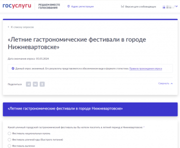 Опрос «Летние гастрономические фестивали в городе Нижневартовске»